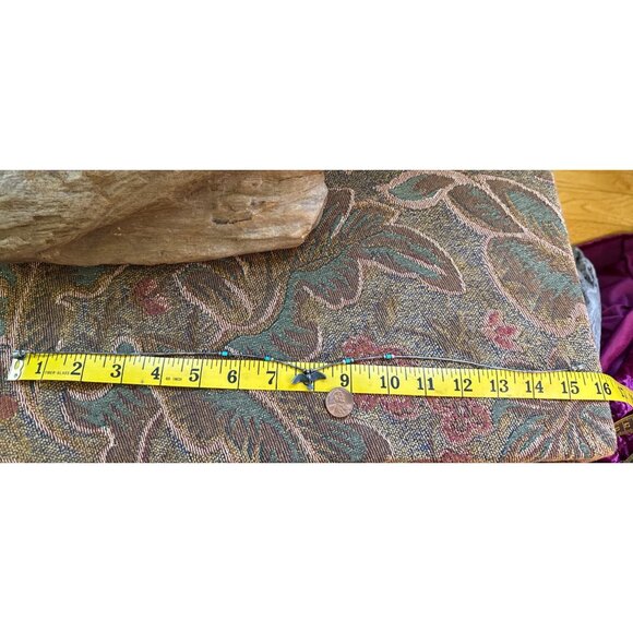 Vintage 15” Silver-tone  & Blue Beaded Necklace with  Bird - Picture 3 of 5